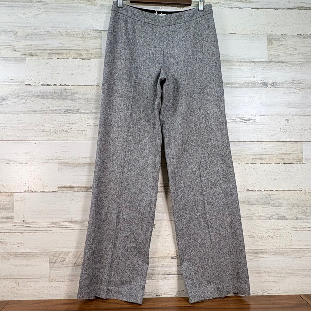 White House Black Market Grey Wide Leg Dress Pants Trousers Womens 6 Side Zip